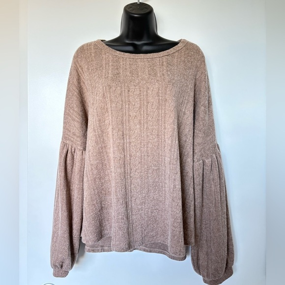 Three Bird Nest Sweet Heart Balloon Sleeve Knit Sweater | Size Medium - Picture 3 of 6